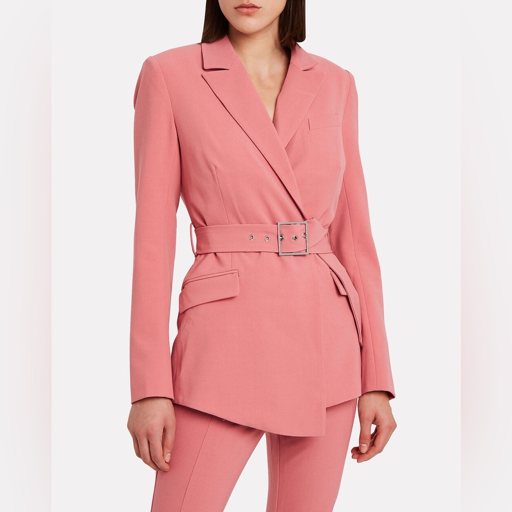 NEW Jonathan Simkhai Asymmetric Wool Blend Belted Jacket Antique Rose Pink 6 NWT